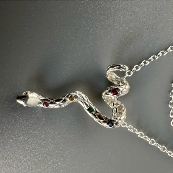 Sterling Silver Rainbow Snake Necklace - Picture 7 of 13